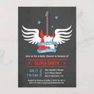 Invitation Stylish Rock and Roll Rock a Bye Baby shower