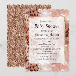 Invitation Stylish Rose rose rose or Leopard Glitz