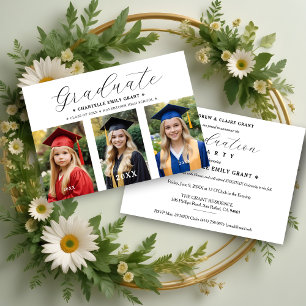 Invitation Stylish Script Typographie 3 Photos Timeline