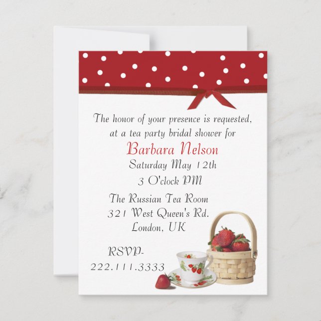 Invitation Stylish Strawberries Tea Party (Devant)