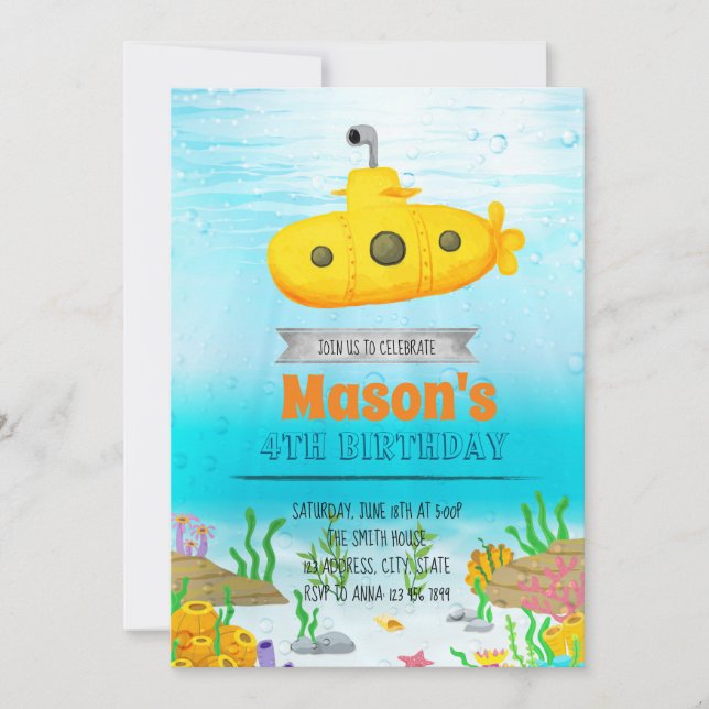 Invitation submersible de partie (Devant)