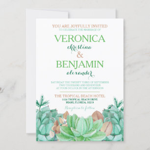 Invitation Succulent Bouquet Mariage botanique