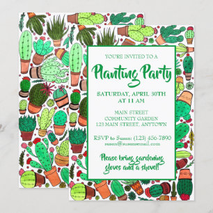 Invitation Succulent Cactus Poted Plante Cactus Garden Party