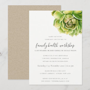 INVITATION SUCCULENT CACTUS WATERCOLOR TALK SÉMINAIRE ÉVÉNEME