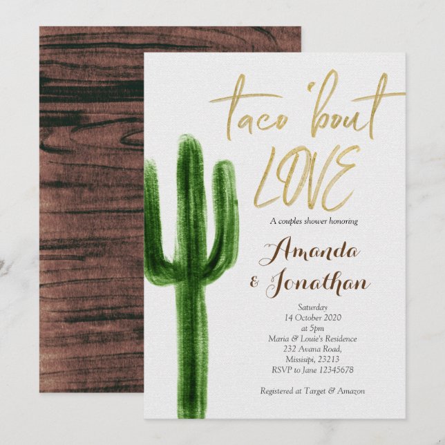 Invitation Succulent d'invitation de douche de couples de (Devant / Derrière)