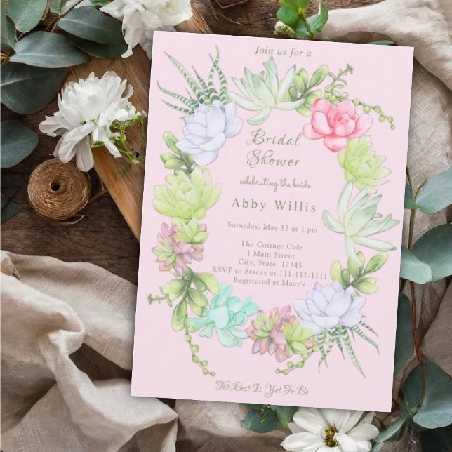 Invitation Succulent Greenery Wreath Bridal Shower  Invitatio (Créateur téléchargé)