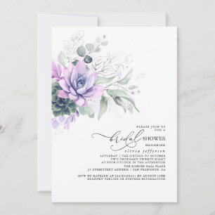 Invitation Succulent verdure Fête des mariées Boho Argent