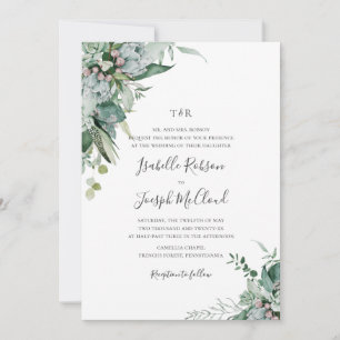 Invitation Succulent Vert foncé Monogramme Mariage