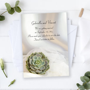 Invitation Succulent vert sur mariage blanc Enregistrer la da