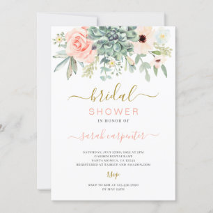 Invitation Succulente à la douche nuptiale