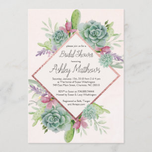 Invitation succulente de douche, cactus