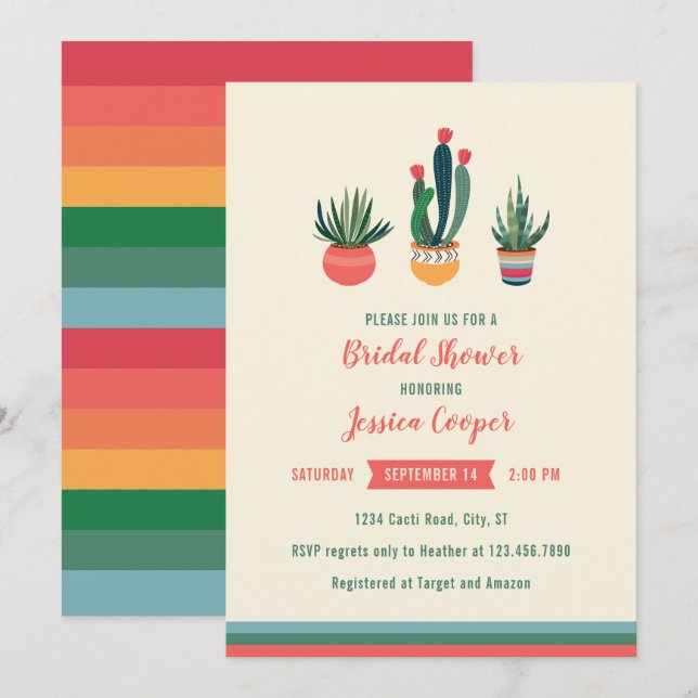 Invitation succulente de Fête de la mariée de (Devant / Derrière)