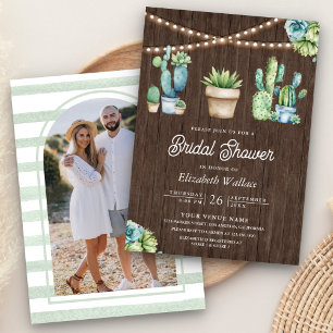 Invitation Succulente verdure Cactus Pots Fête des mariées en