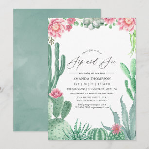 Invitation Succulentes à l'aquarelle Sip and See