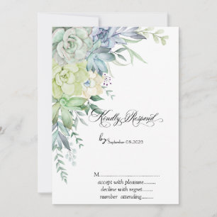 Invitation Succulentes Désertiques Aquarelle Points RSVP 