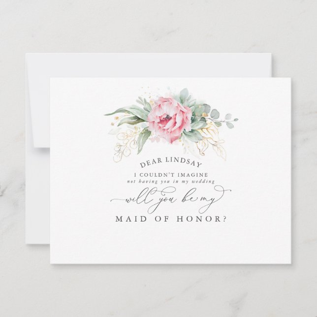 Invitation Succulentes Verdure Feuilles Demoiselle d'Honneur  (Devant)