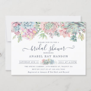Invitation Succulents Cactus Floral Blush Fête des mariées