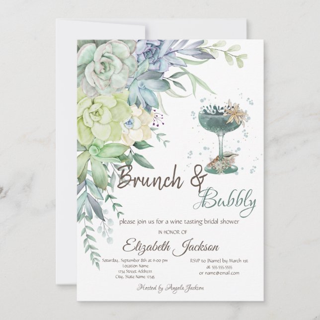 Invitation Succulents Cocktail Brunch & Bubbly (Devant)