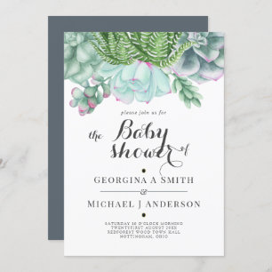 Invitation Succulents du désert Cactus BABY SHOWER d'aquarell