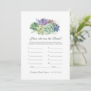 Invitation Succulents Fête des mariées Jeu
