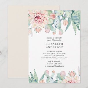 Invitation Succulents floraux Douceur 16. Cactus 16e annivers