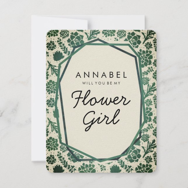 Invitation Succulents Naturel Tu Seras Ma Fille Fleur (Devant)