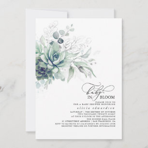 Invitation Succulents Verdure Or Feuilles Boho Baby shower I