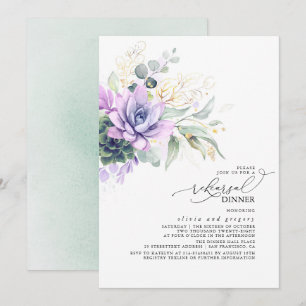 Invitation Succulents Verdure Or Feuilles Dîner de répétition