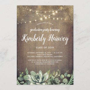 Invitation Succulents Verdure Rustique Moderne Graduation