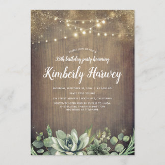 Invitation Succulents Verdure rustique Pays Anniversaire