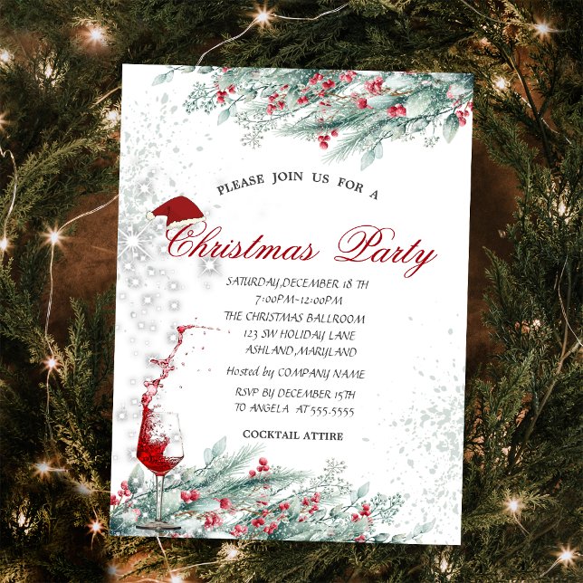 Invitation Succursales Baies, Verre, Noël d'entreprise (Créateur téléchargé)