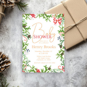 Invitation Succursales de Noël Baby shower Neutre hommes