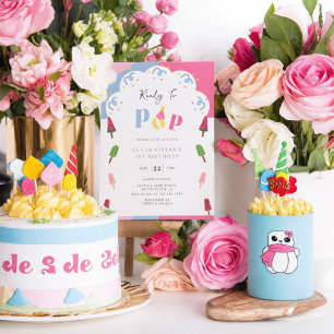 Invitation Sucette Colorée Prête à Éclater 1er Anniversaire