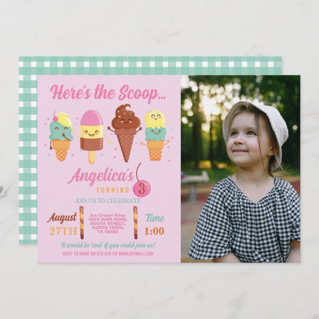 Invitation Sucette de glace de la boutique de fill (Devant / Derrière)