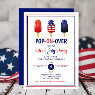 Invitation Sucette Rouge Blanc Et Bleu 4 Juillet