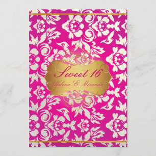 Invitation Sucré 16/ princesse/perle damassé/rose