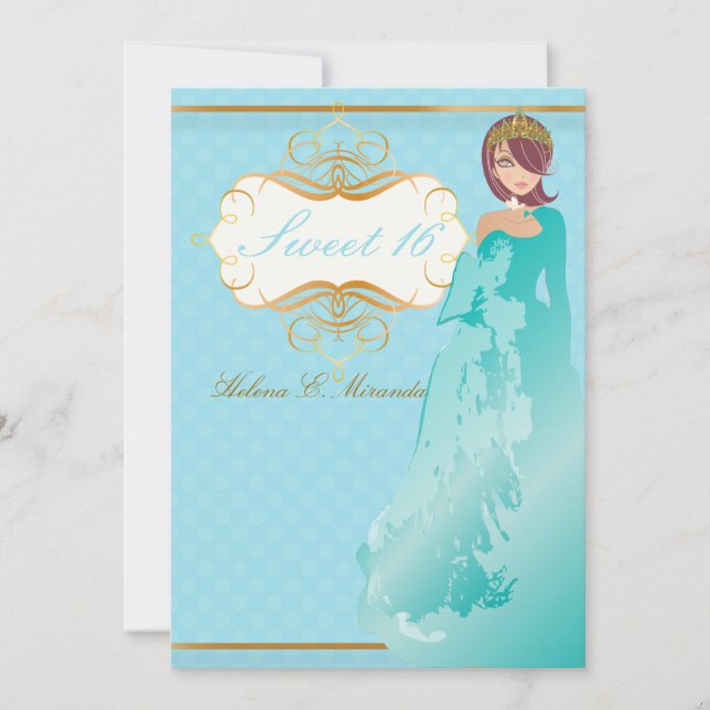 Invitation Sucré 16/ princesse/pois (Devant)