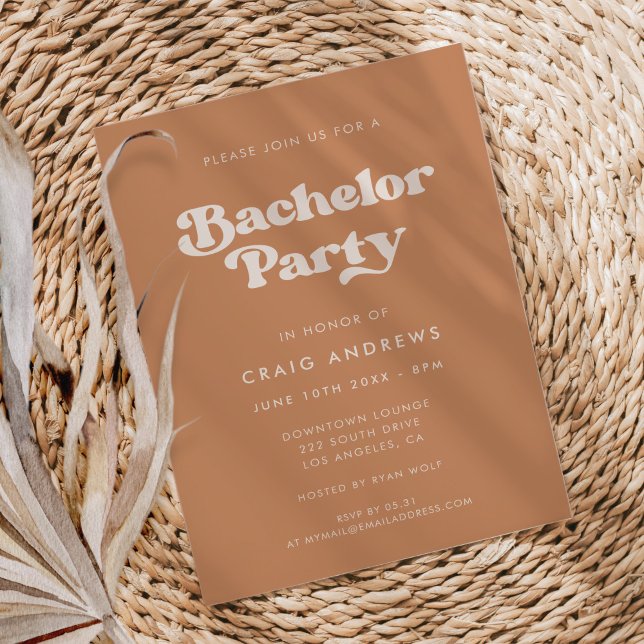 Invitation Sucre Brown rétro élégant Bachelor Party (Créateur téléchargé)
