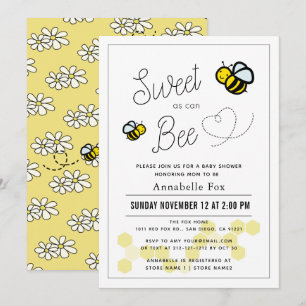 Invitation Sucré comme peut Abee Baby shower jaune blanc