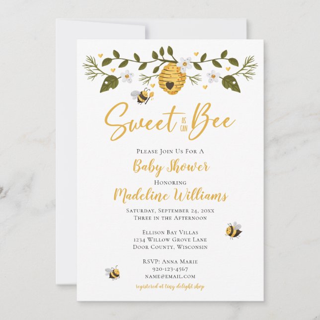 Invitation Sucré comme peut être Baby shower (Devant)