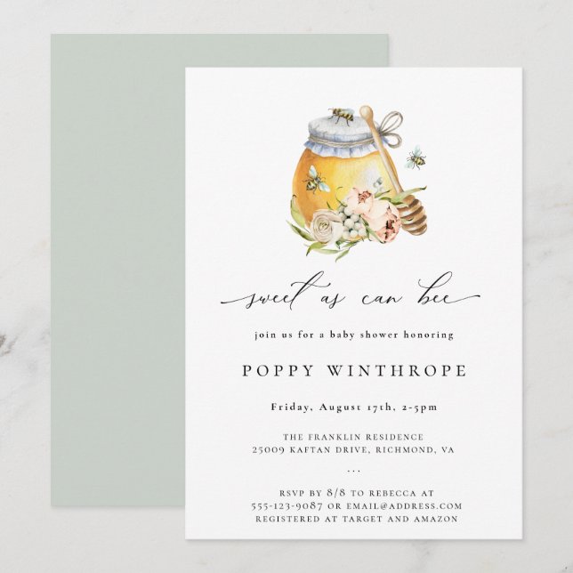 Invitation Sucré comme peut être Baby shower (Devant / Derrière)