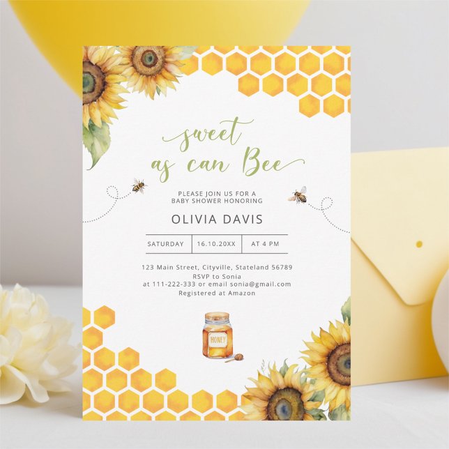 Invitation Sucré comme peut être Baby shower de miel Invitati (Créateur téléchargé)
