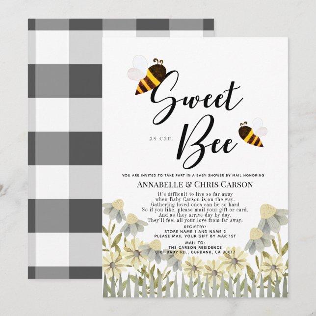 Invitation Sucré comme peut être Baby shower par courrier (Devant / Derrière)