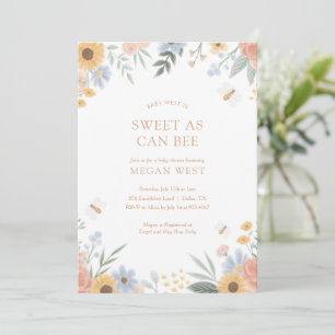 Invitation Sucré comme peut être Floral Bee Baby shower Invit