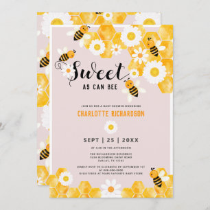 Invitation Sucré Comme Peut Être Joli Miel Jaune Baby shower 