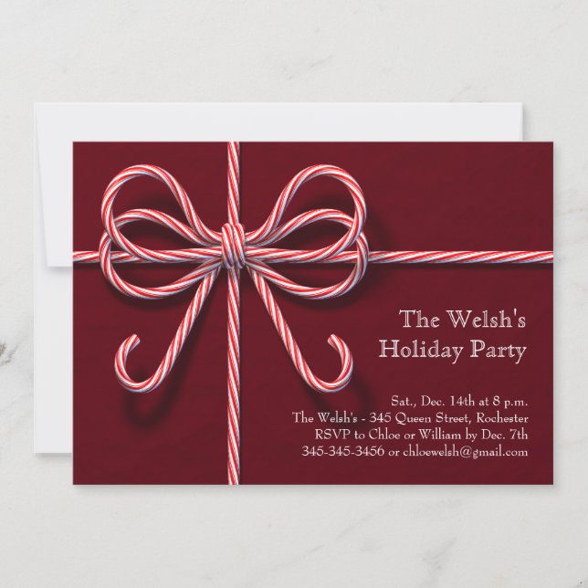 Invitation Sucre de canne Bow Holiday Party (Devant)