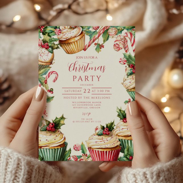 Invitation Sucre de canne Cupcake Noël (Créateur téléchargé)