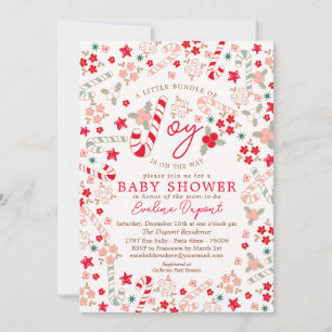 Invitation Sucre de canne Floral Baby shower de Noël