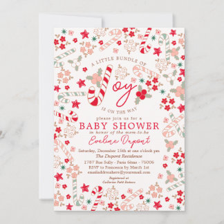Invitation Sucre de canne Floral Baby shower de Noël