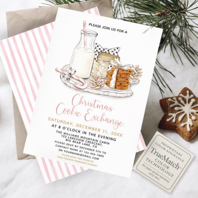 Invitation Sucre de canne Milk & Cookies Christmas Exchange P (Créateur téléchargé)